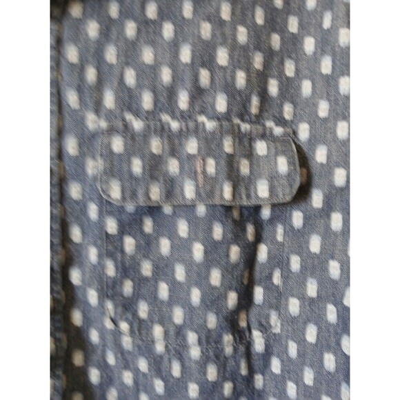 Old Navy Mens Shirt Large  Light‎ Blue Dotted Relaxed Fit Oxford Short Sleeve - Picture 5 of 12